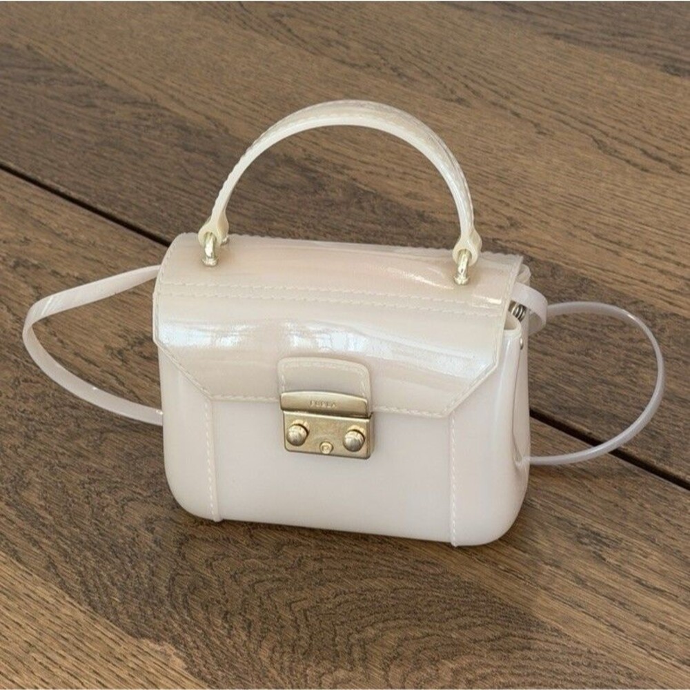 Furla Candy Bon Bon Mini Crossbody Shoulder Bag Peachy Nude Jelly Gold Hardware